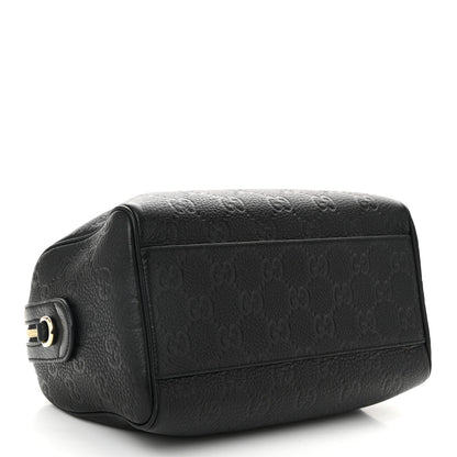 Calfskin GG Emblem Small Top Handle Bag Black