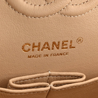 Caviar Quilted Small Double Flap Beige
