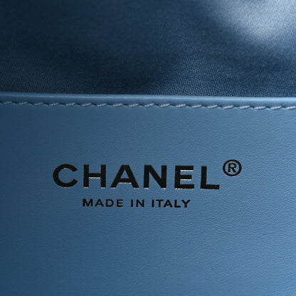 Washed Denim Quilted Small Chanel 25 Handbag Blue