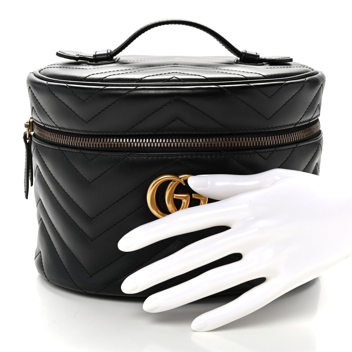 Calfskin Matelasse Small GG Marmont Vanity Cosmetic Case Black