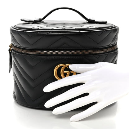 Calfskin Matelasse Small GG Marmont Vanity Cosmetic Case Black