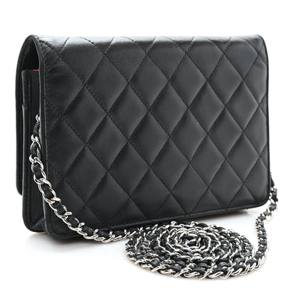 Calfskin Quilted Cambon Wallet on Chain WOC Black
