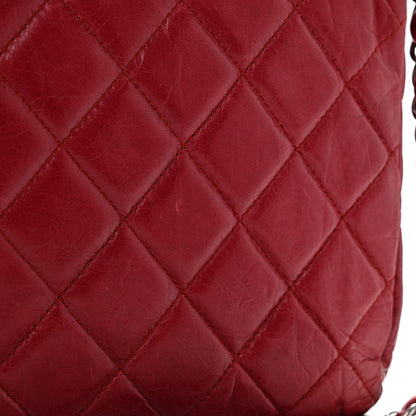 Glazed Calfskin Quilted Soft Boy Flap Red