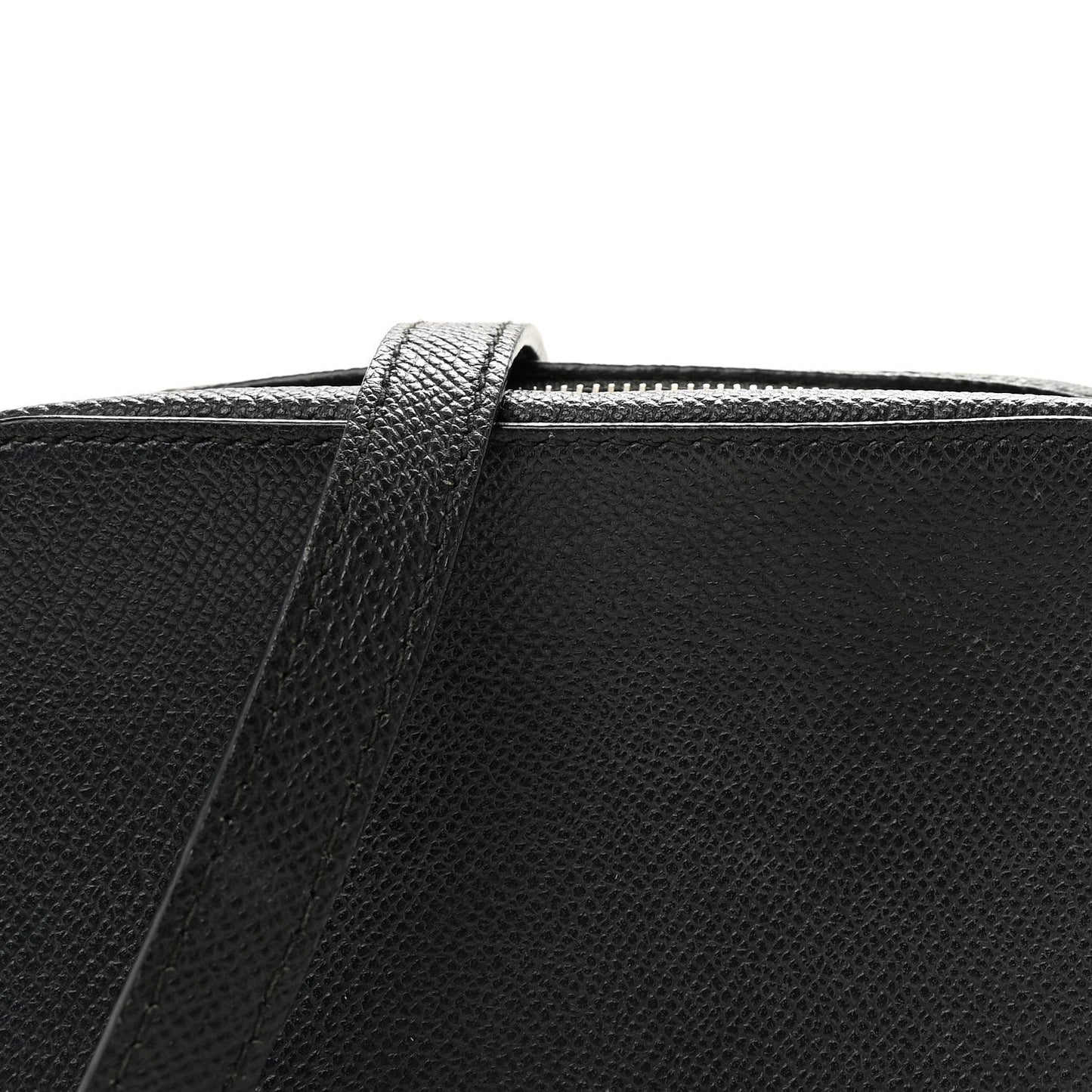 Signature Grained Calfskin Logo XS Ville Camera Bag Black White