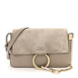 Suede Calfskin Small Faye Shoulder Bag Motty Grey
