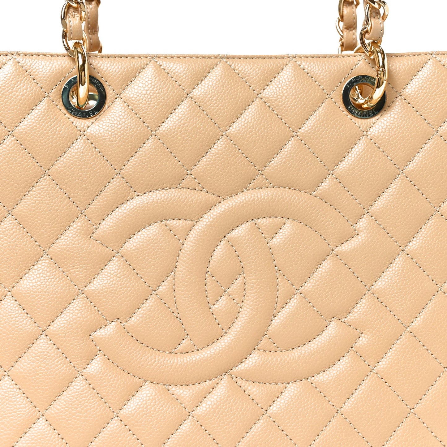 Caviar Quilted Grand Shopping Tote GST Beige Clair