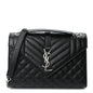 Grain De Poudre Textured Mixed Matelasse Triquilt Medium Monogram Satchel Black
