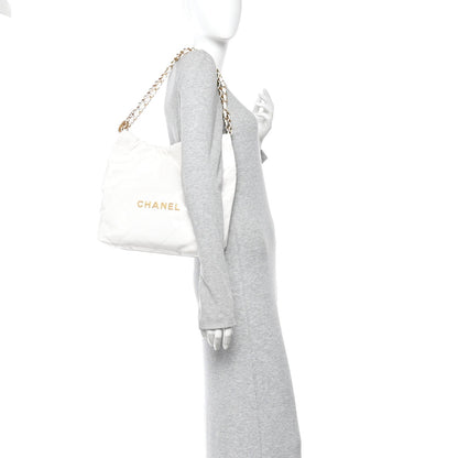Shiny Calfskin Quilted Small Chanel  White