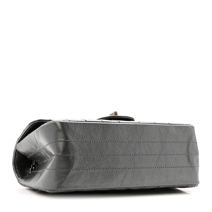 Metallic Aged Calfskin Chevron Quilted 2.55 Reissue Mini Flap Grey