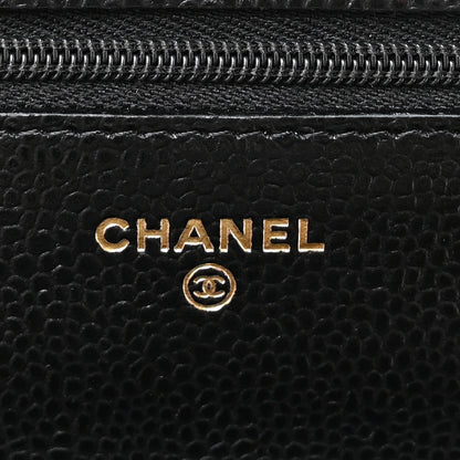 Caviar Quilted CC Turnlock Wallet On Chain WOC Black
