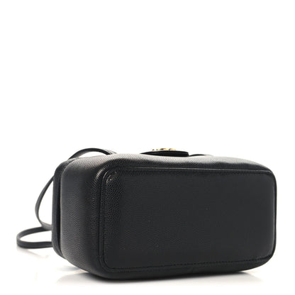 Shiny Caviar Preppy Coco Long Vanity With Strap Black