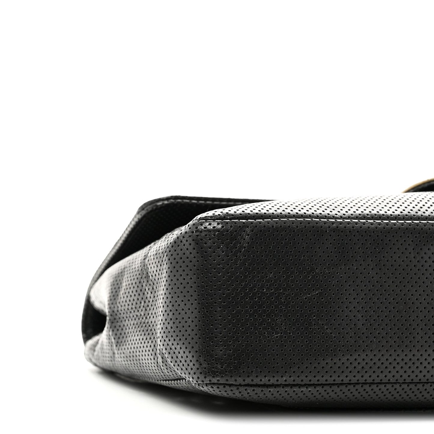 Lambskin Perforated Medium Single Flap Bag Black White