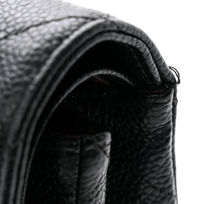 Caviar Quilted Medium Double Flap Black