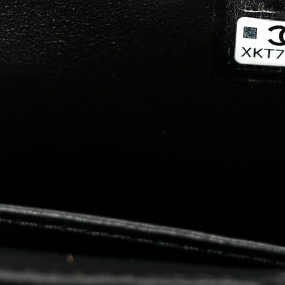 Shiny Aged Calfskin Quilted Mini Nano Kelly Shopper Black