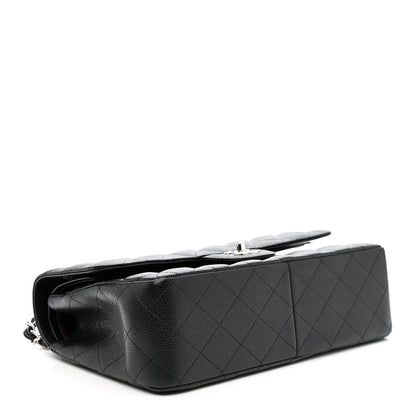 Caviar Quilted Jumbo Double Flap Black