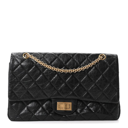 Aged Calfskin Quilted 2.55 Reissue 227 Flap Black