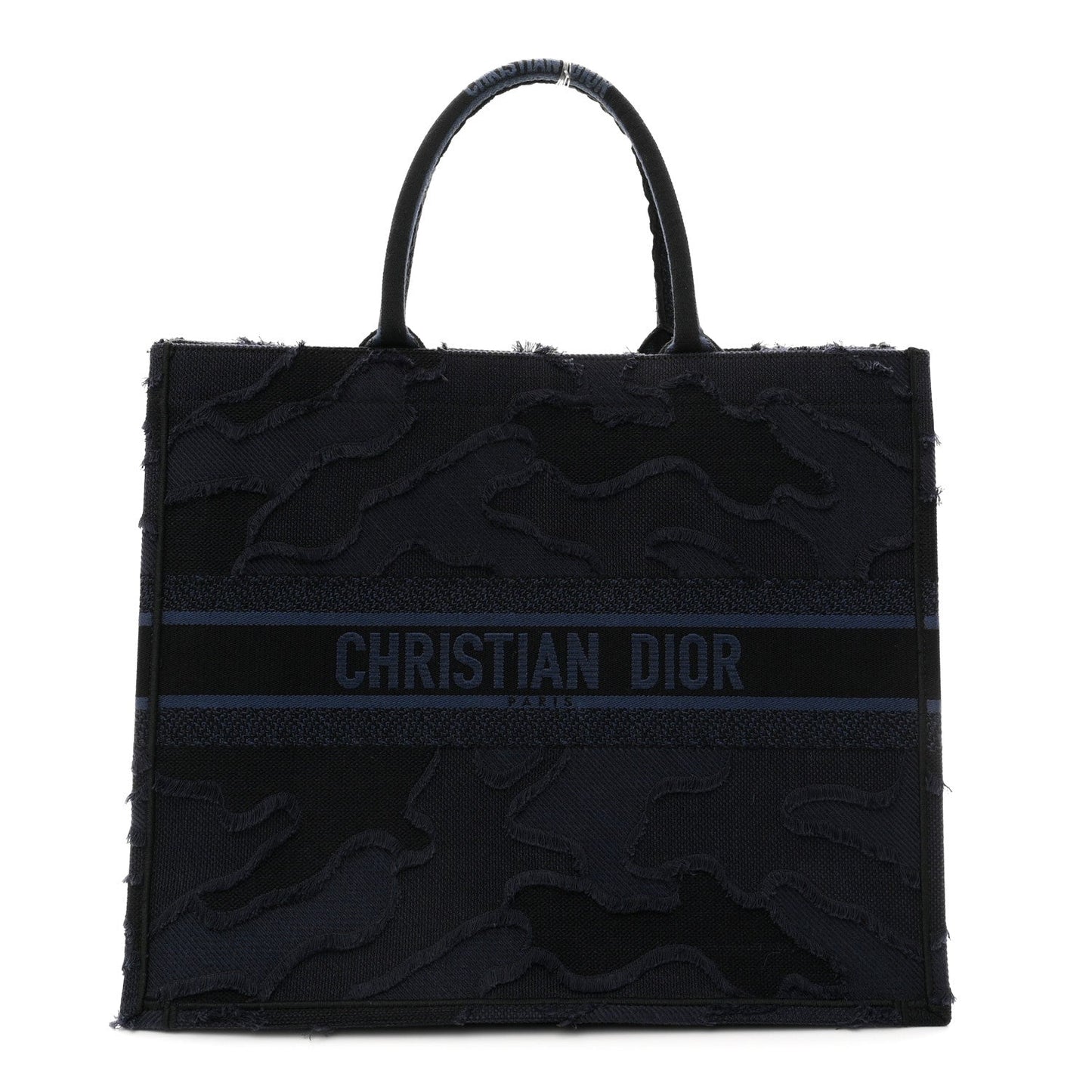 Canvas Embroidered Camouflage Book Tote Blue