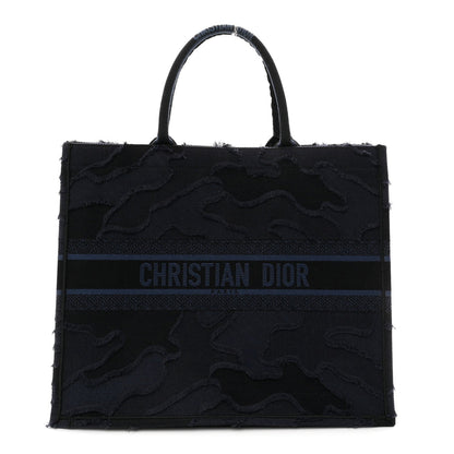 Canvas Embroidered Camouflage Book Tote Blue
