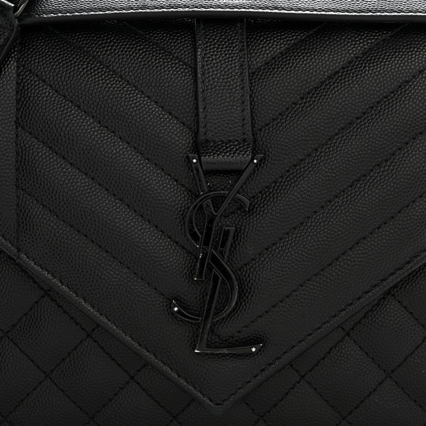 Grain De Poudre Textured Mixed Matelasse Triquilt Medium Monogram Monochrome Satchel Black