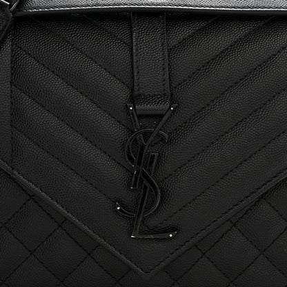 Grain De Poudre Textured Mixed Matelasse Triquilt Medium Monogram Monochrome Satchel Black