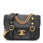 Denim Quilted Mini Flap Grey