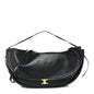 Shiny Lambskin Soft Triomphe Half Moon Bag Black