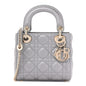 Lambskin Cannage Mini Lady Dior Grey