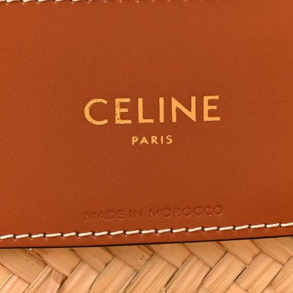 Raffia Calfskin Triomphe Medium Panier Tan