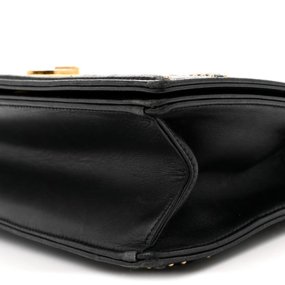 Lambskin Studded Medium Diorama Flap Bag Black