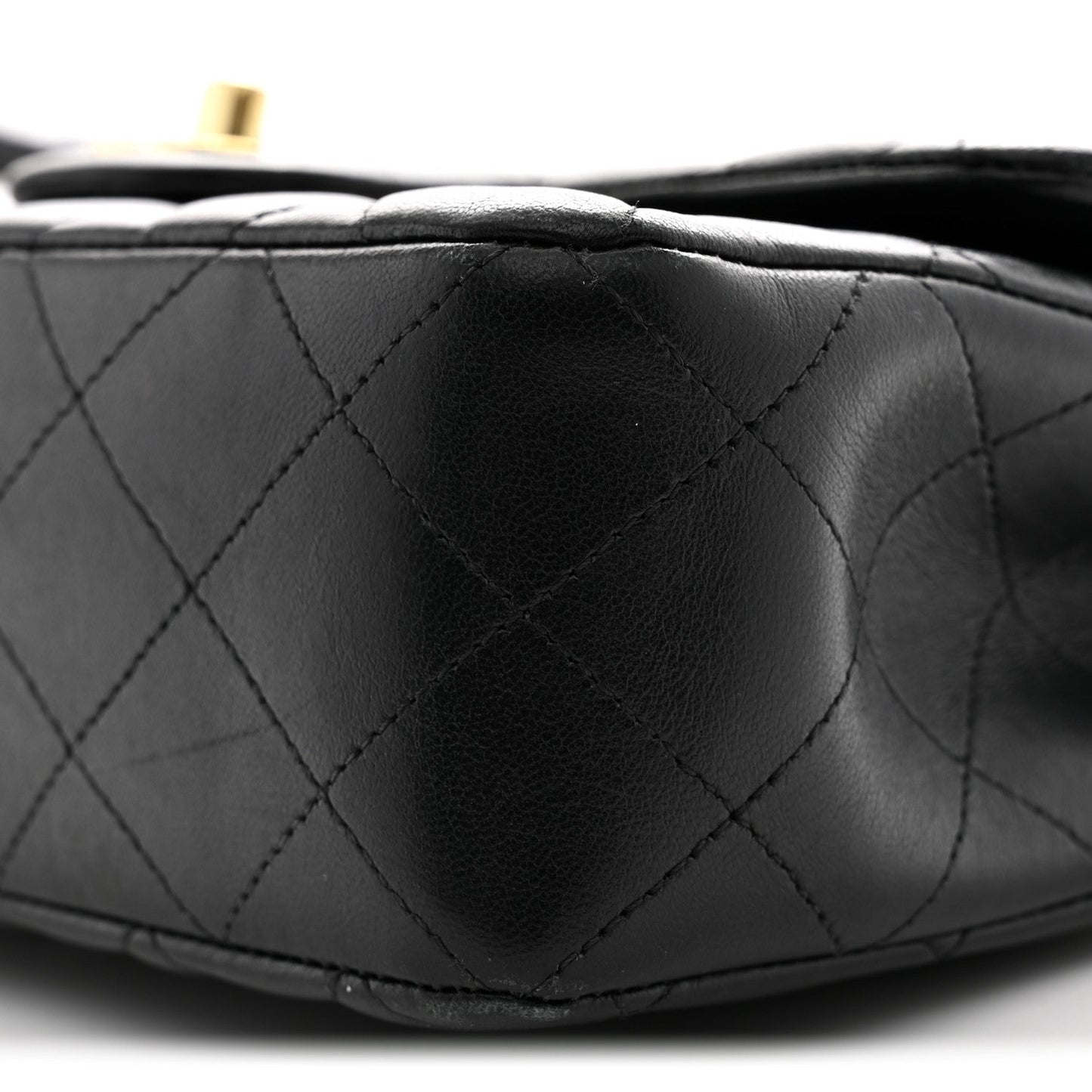 Lambskin Quilted Small Double Flap Black