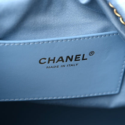 Washed Denim Quilted Medium Chanel 25 Handbag Blue