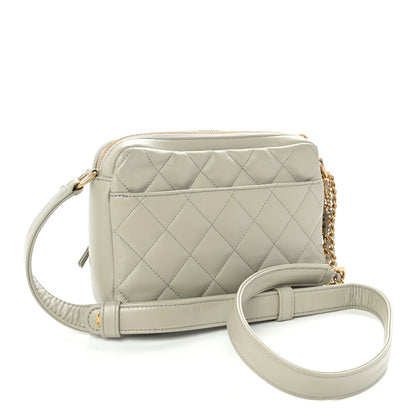 Calfskin Quilted Small Camera Case Grey