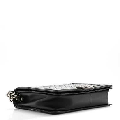 Patent Quilted Large Boy Flap Black