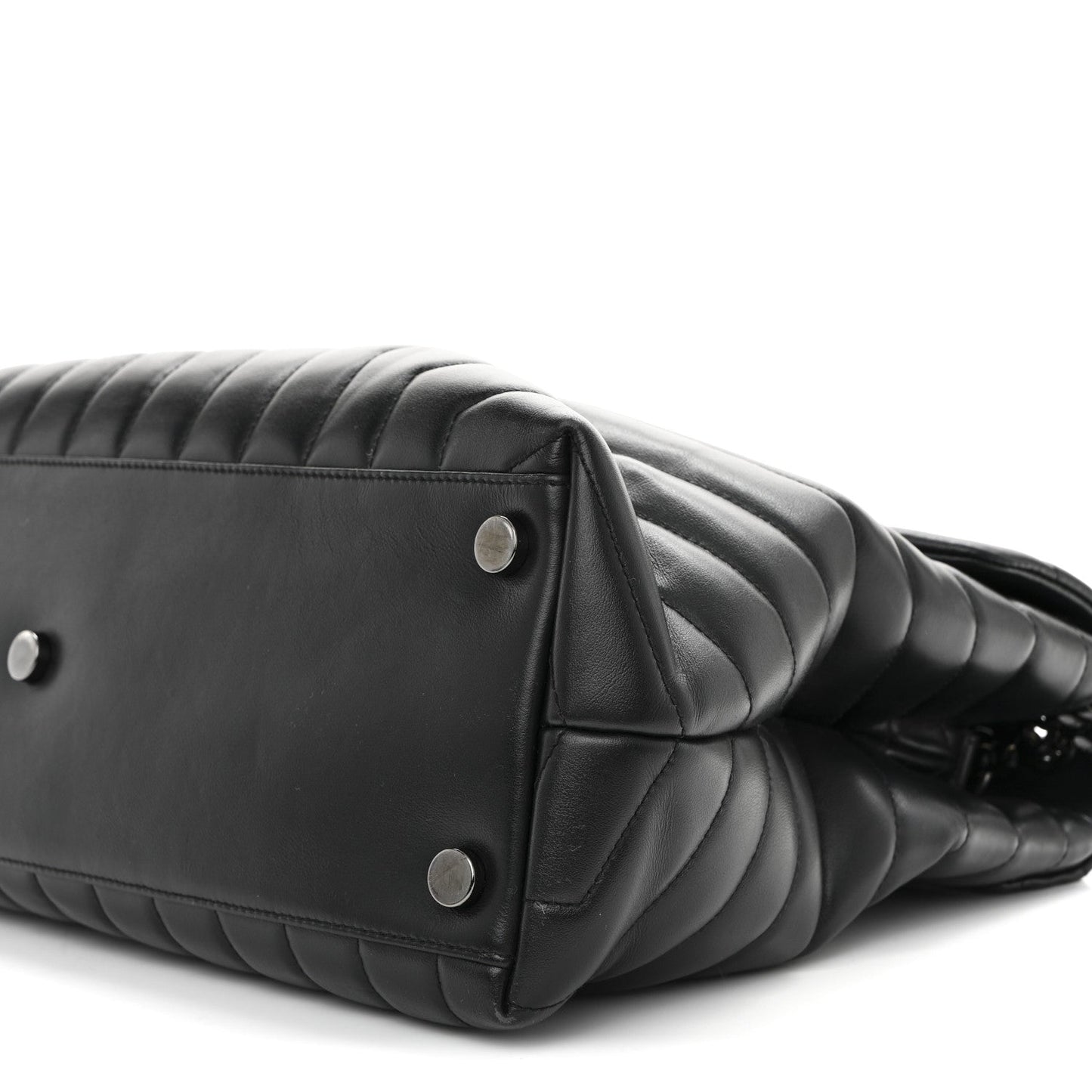 Calfskin Y Quilted Monogram Monochrome Large Loulou Chain Satchel Black