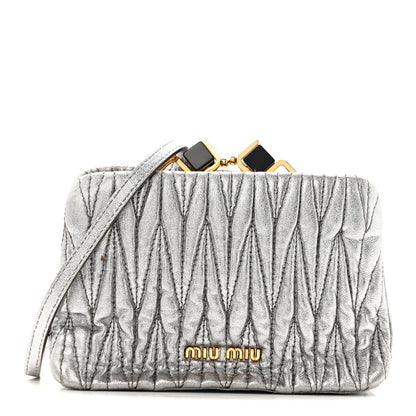 Metallic Matelasse Lux Mini Crossbody Tote Cromo