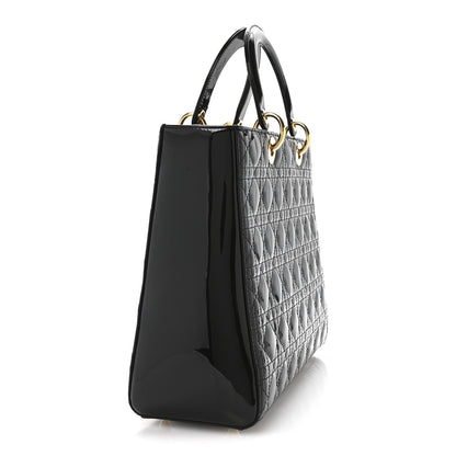 Patent Cannage Large Lady Dior Black