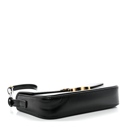 Shiny Calfskin Triomphe Shoulder Bag Black