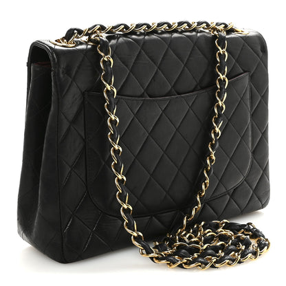 Lambskin Quilted XL Jumbo Single Flap Black
