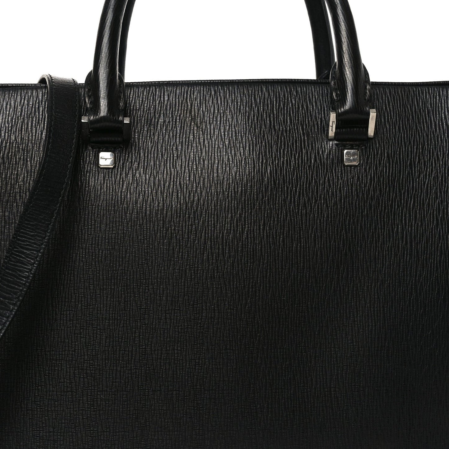 Calfskin Zip Around Briefcase Black