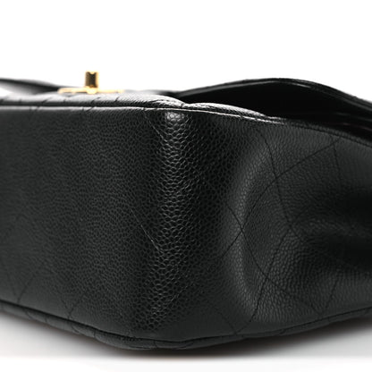 Caviar Quilted Jumbo Double Flap Black