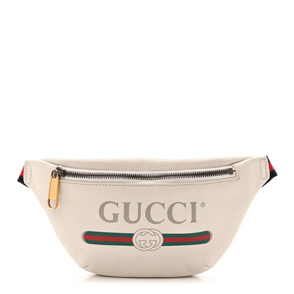 Grained Calfskin Small Logo Belt Bag White
