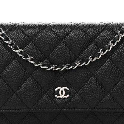Caviar Quilted Wallet on Chain WOC Black