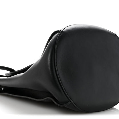 Supple Grained Calfskin Long Strap Big Bag Bucket Black