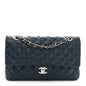 Caviar Quilted Medium Double Flap Navy