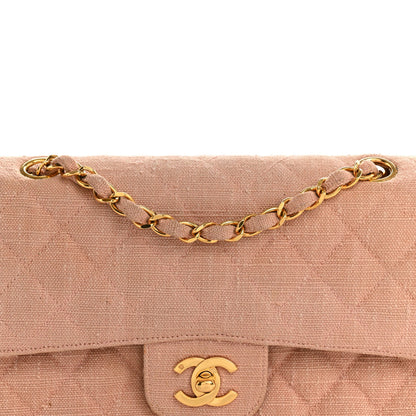 Canvas Quilted Small Double Flap Light Pink
