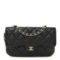 Caviar Quilted Flap Phone Holder With Chain Black