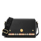 Coated Canvas Calfskin Vintage Check Medium Note Crossbody Bag Black