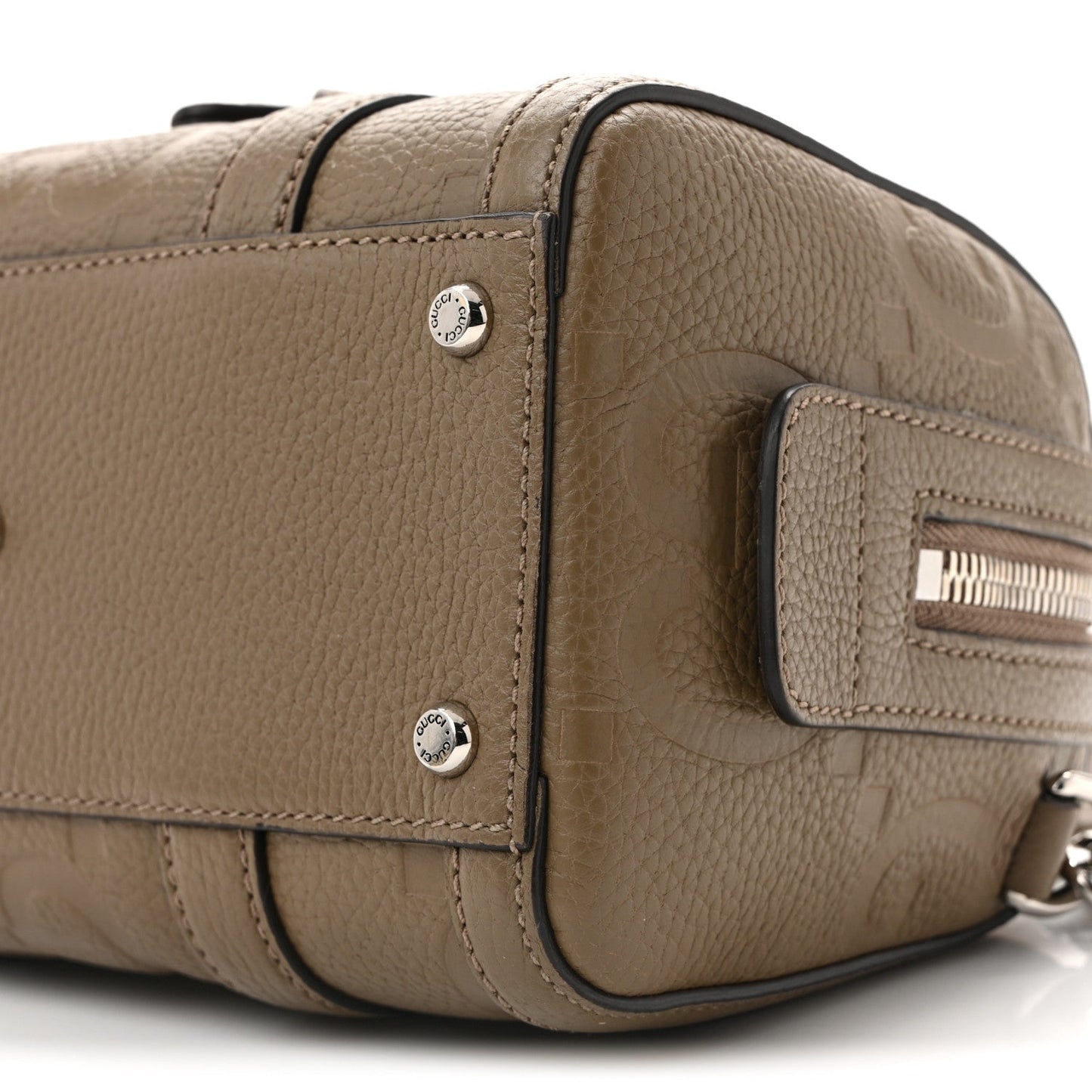 Piuma Calfskin Jumbo GG Embossed Mini Duffle Bag Good Taupe