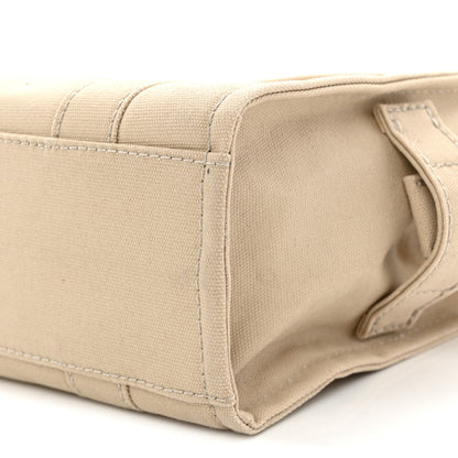 Cotton Canvas Colorblock Small The Traveler Tote Bag Beige Multicolor