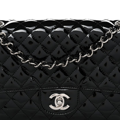 Patent Quilted Secret Label Medium Flap Black